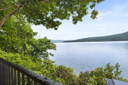 A view from a Lake George resort overlooking a lake.