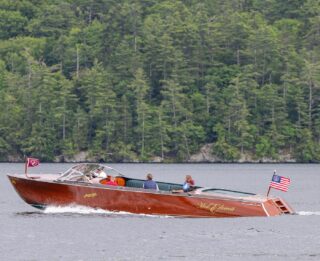 Miss Erlowest, The Erlowest's vintage wooden Hacker-Craft boat sails across Lake George