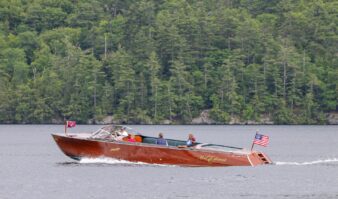 Miss Erlowest, The Erlowest's vintage wooden Hacker-Craft boat sails across Lake George